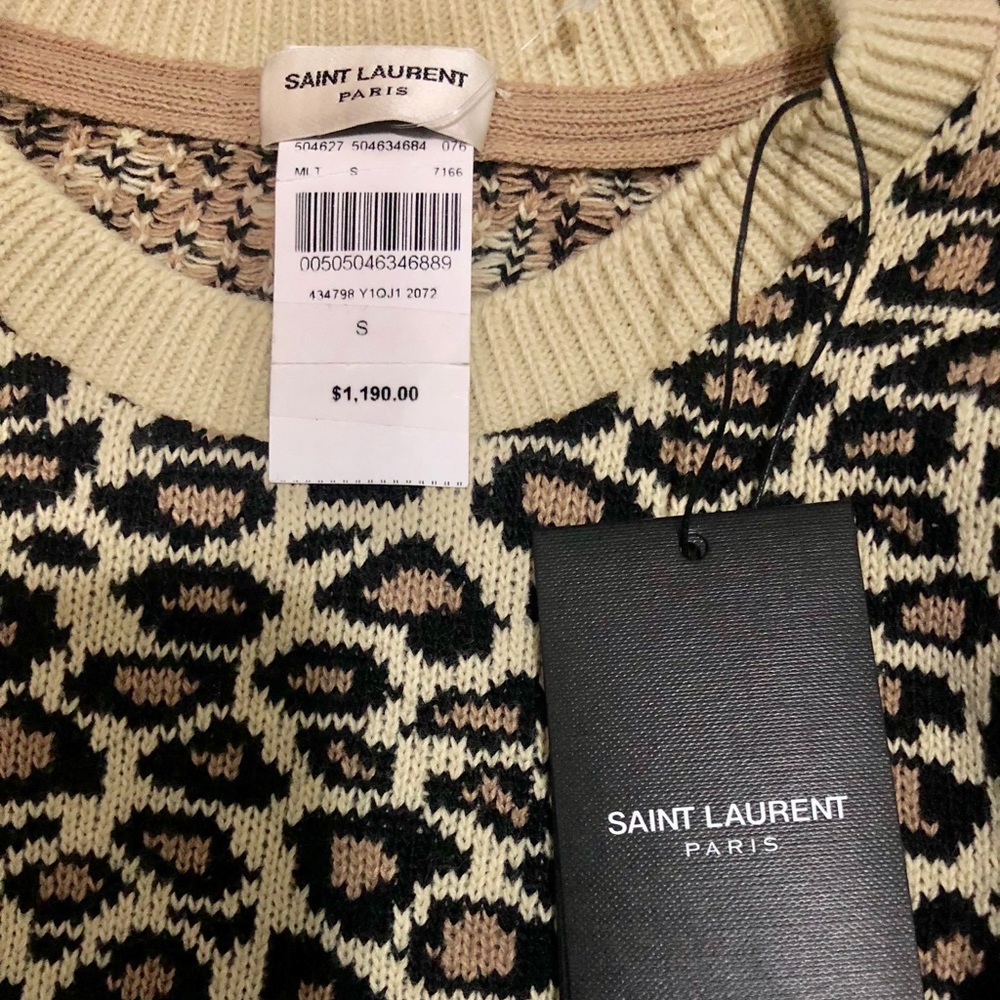 Saint Laurent Wool leopard printed sweatshirt. - Picture 4 of 5